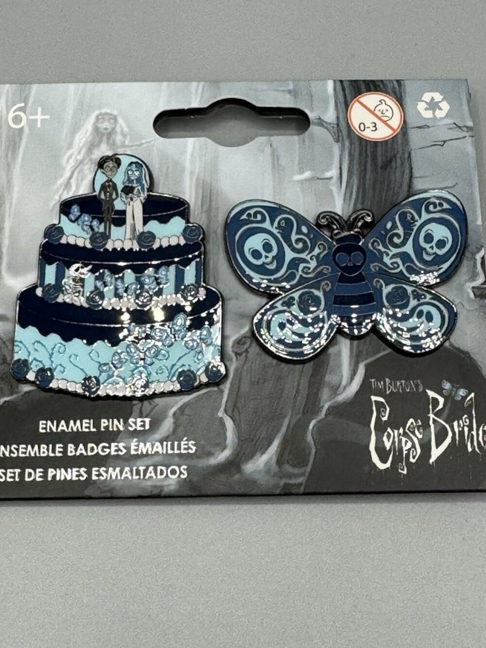 Corpse Bride Cake & Butterfly Enamel Pin Set Hot Topic Exclusive NEW
